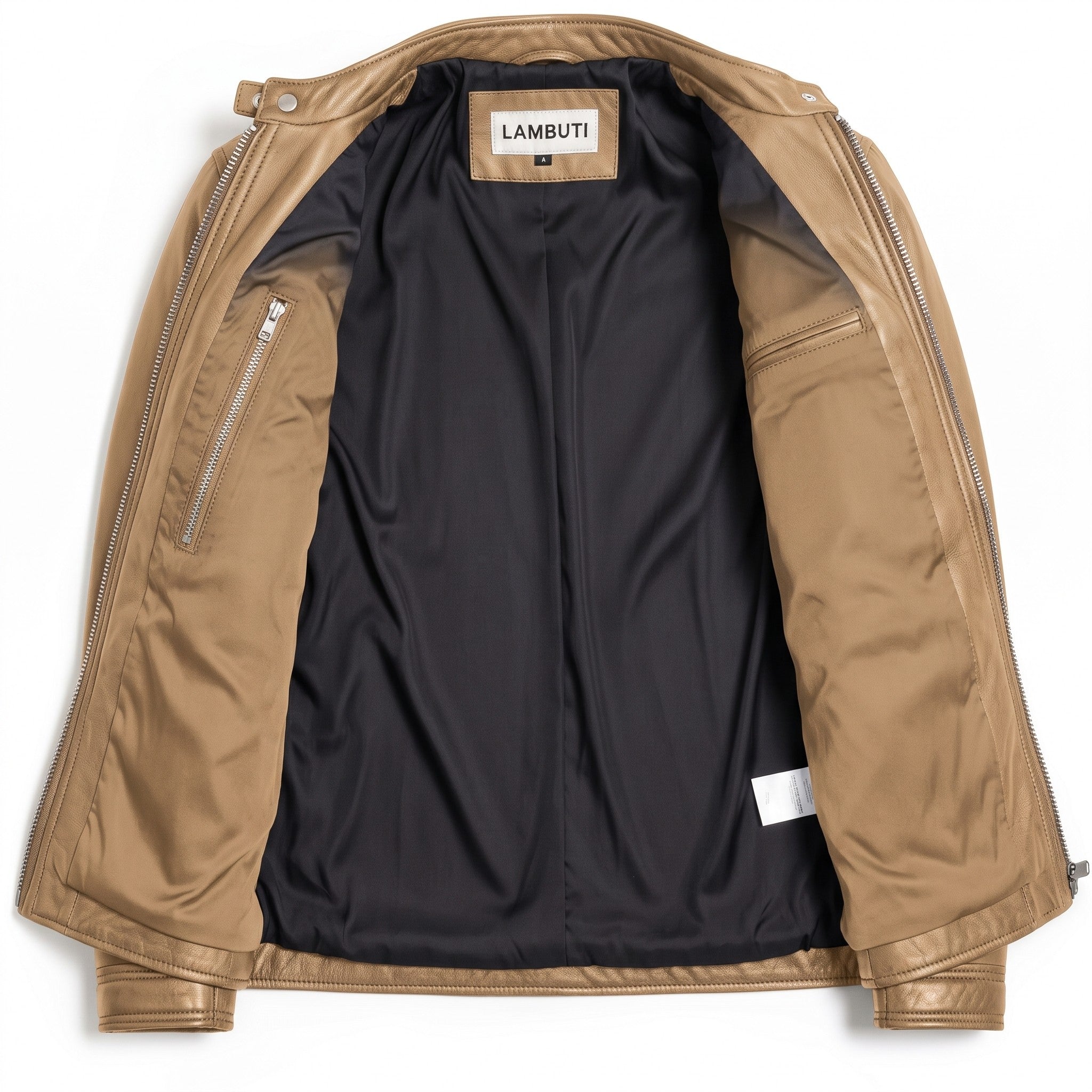 Men's Tan Quilted Leather Cafe Racer Jacket — Ferrand