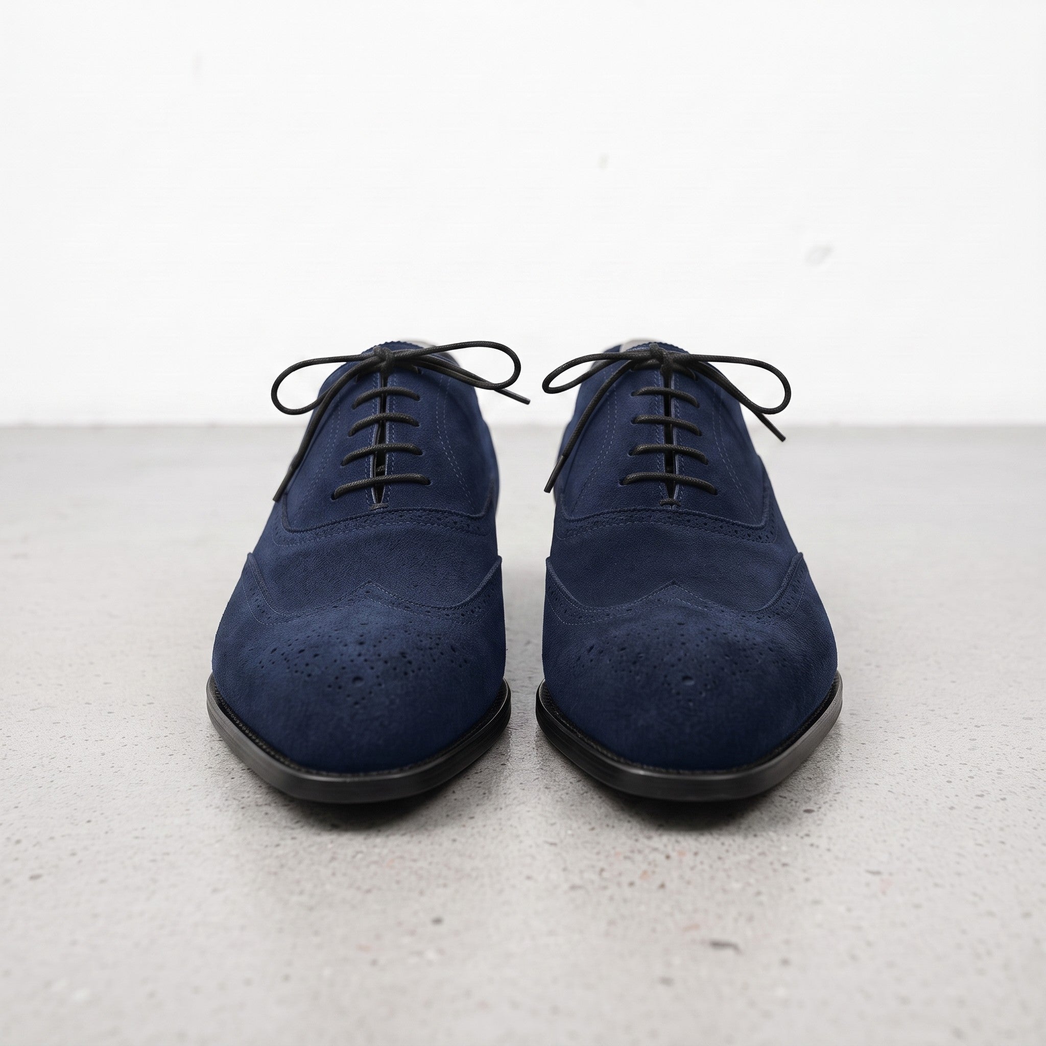 Men's Navy Blue Wingtip Suede Oxfords — Beckwith