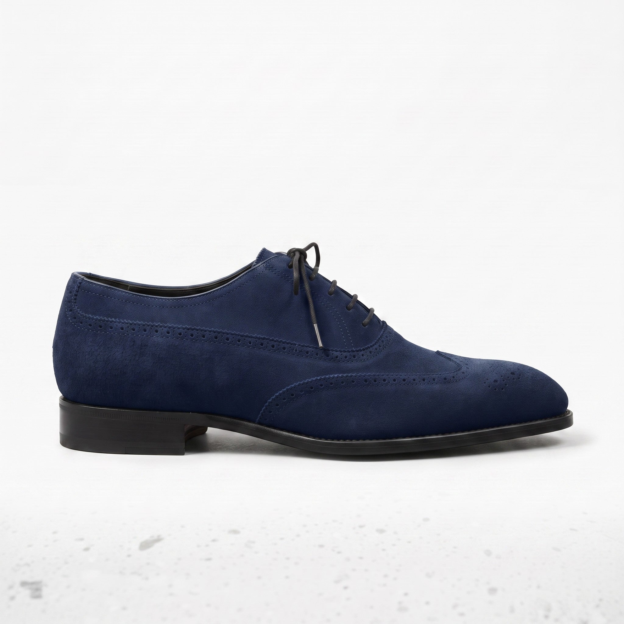 Men's Navy Blue Wingtip Suede Oxfords — Beckwith