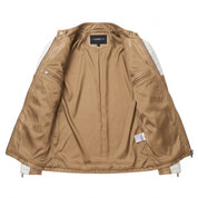 Men's Tan and White Quilted Leather Cafe Racer Jacket — Adbury