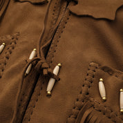 Men's Brown Fringed Suede Western Jacket — Calveley