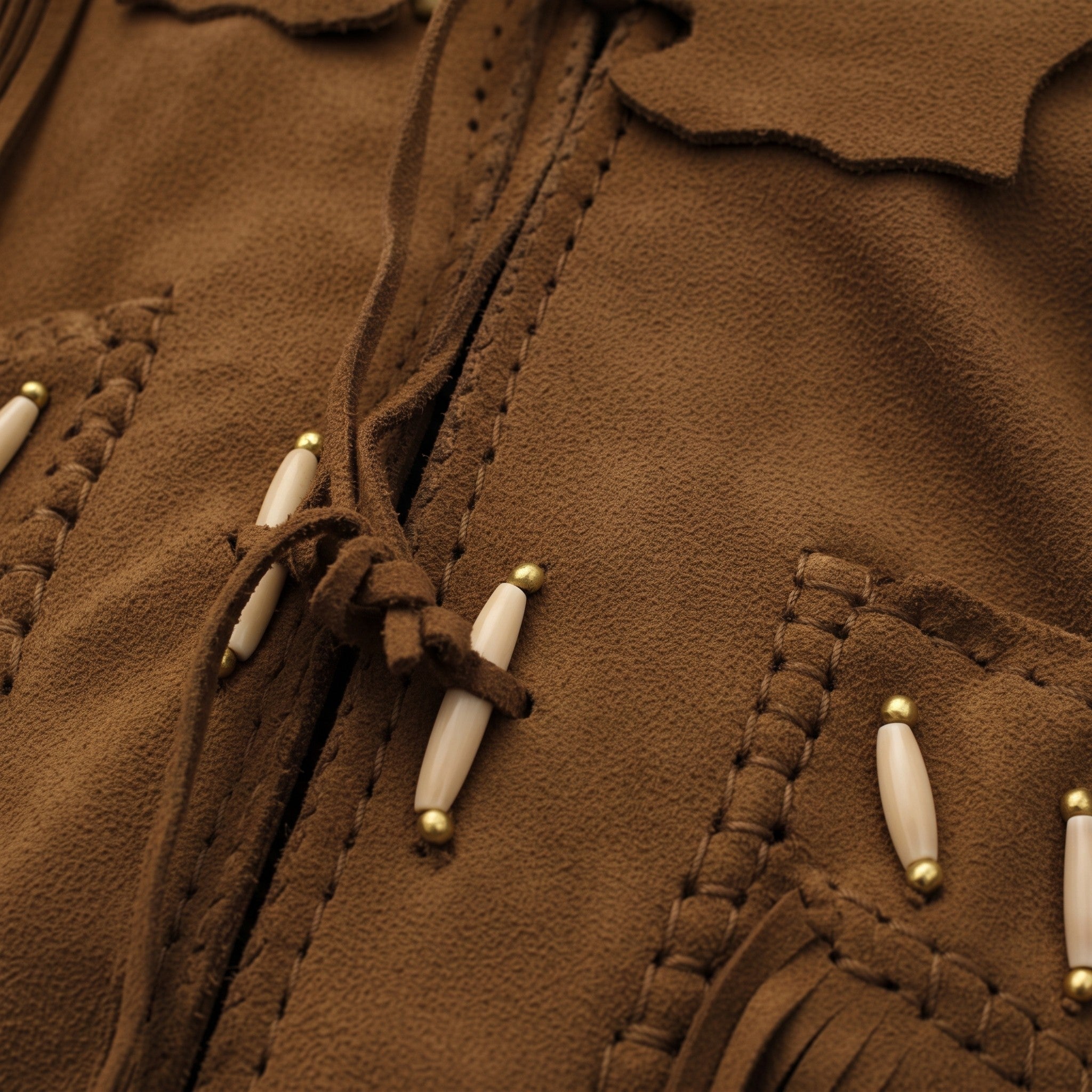 Men's Brown Fringed Suede Western Jacket — Calveley