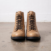 Men's Tan Plain-Toe Pebbled Leather Lace-Up Boots — Ledbury
