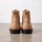 Men's Tan Plain-Toe Pebbled Leather Lace-Up Boots — Ledbury