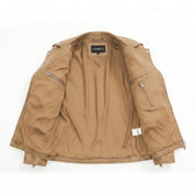 Men's Tan Leather Biker Jacket — Bridgend