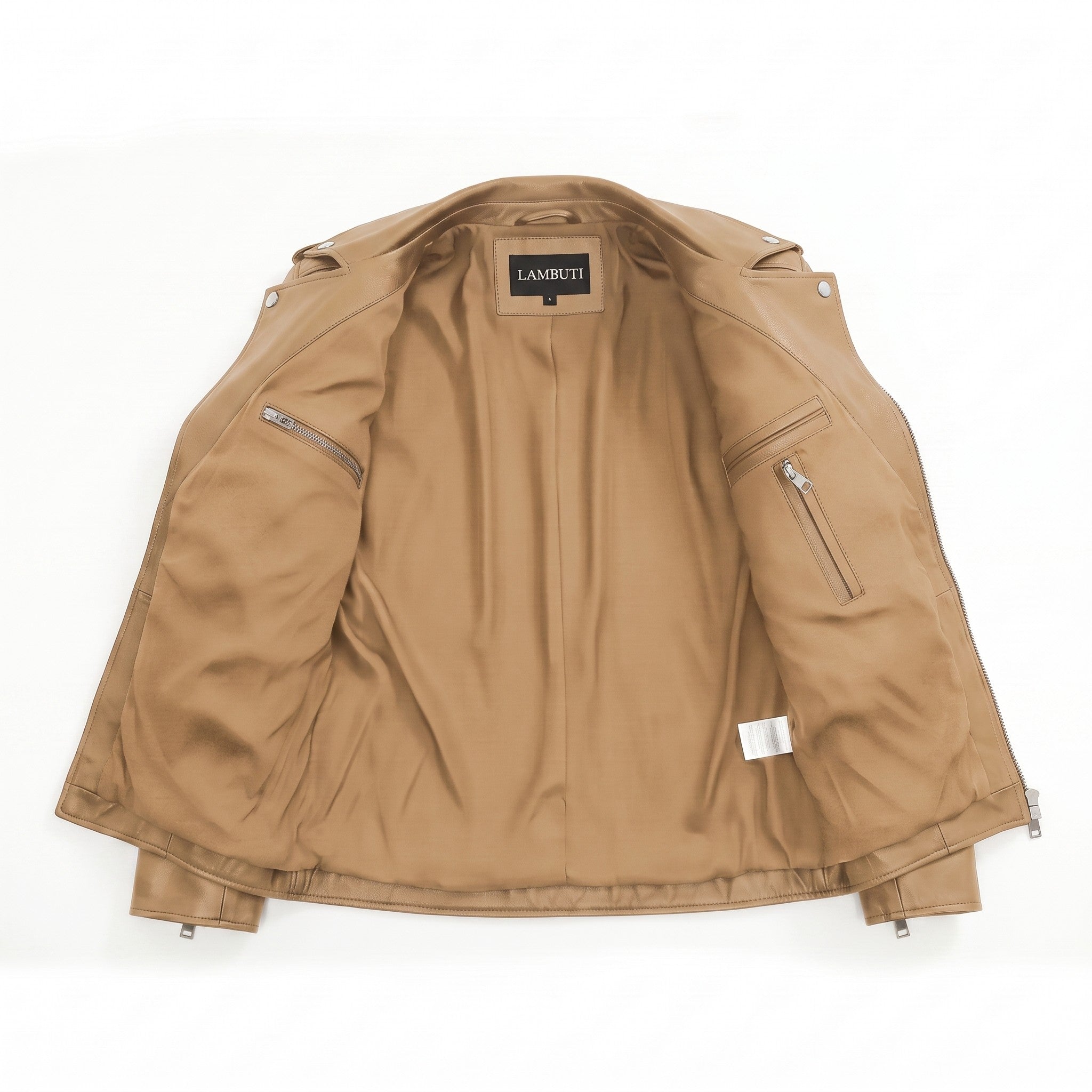 Men's Tan Leather Biker Jacket — Bridgend