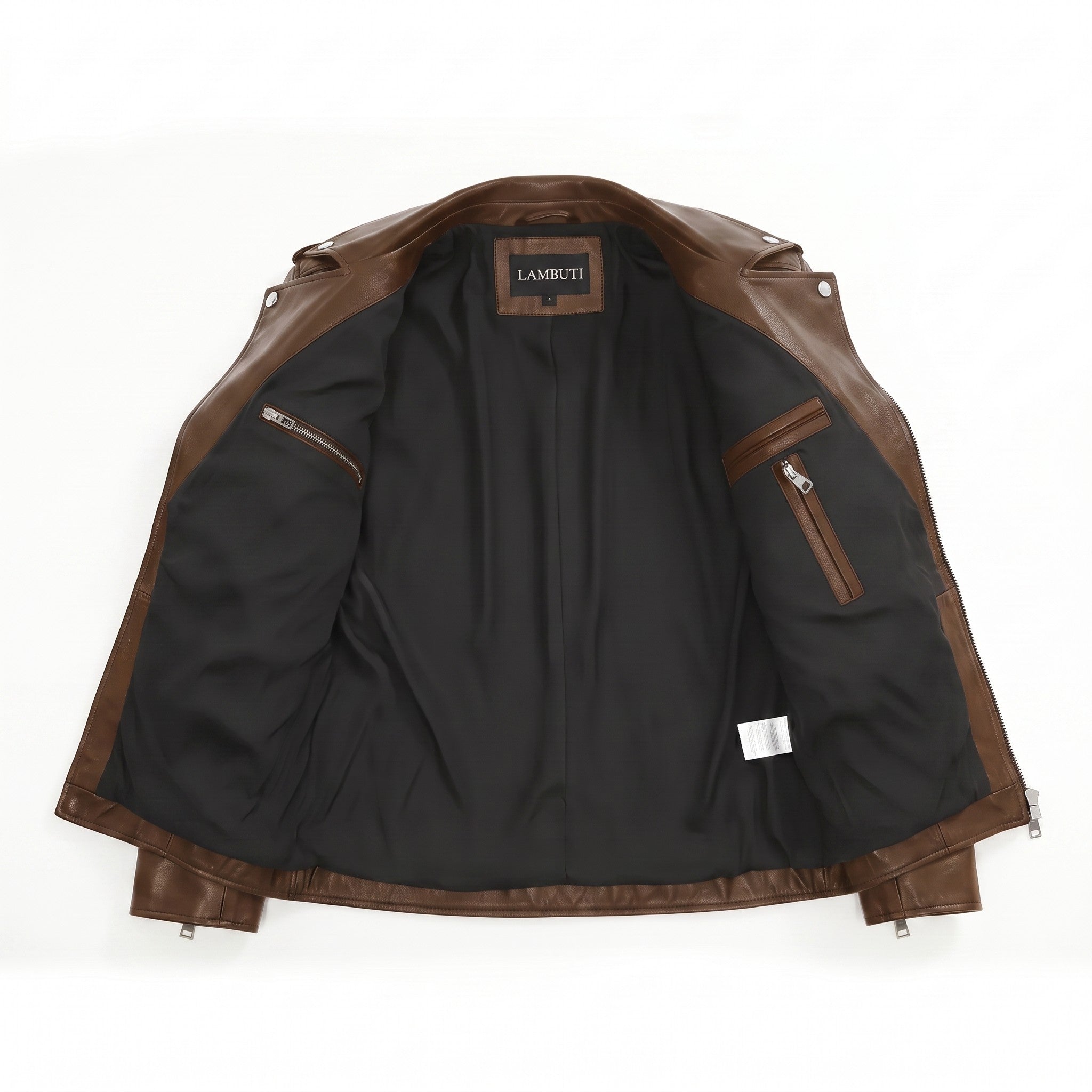 Men's Brown Leather Biker Jacket — Bridgend