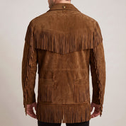 Men's Brown Fringed Suede Western Jacket — Crayford