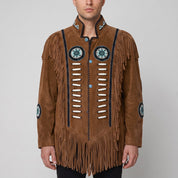 Men's Brown Fringed Suede Jacket — Cherrington