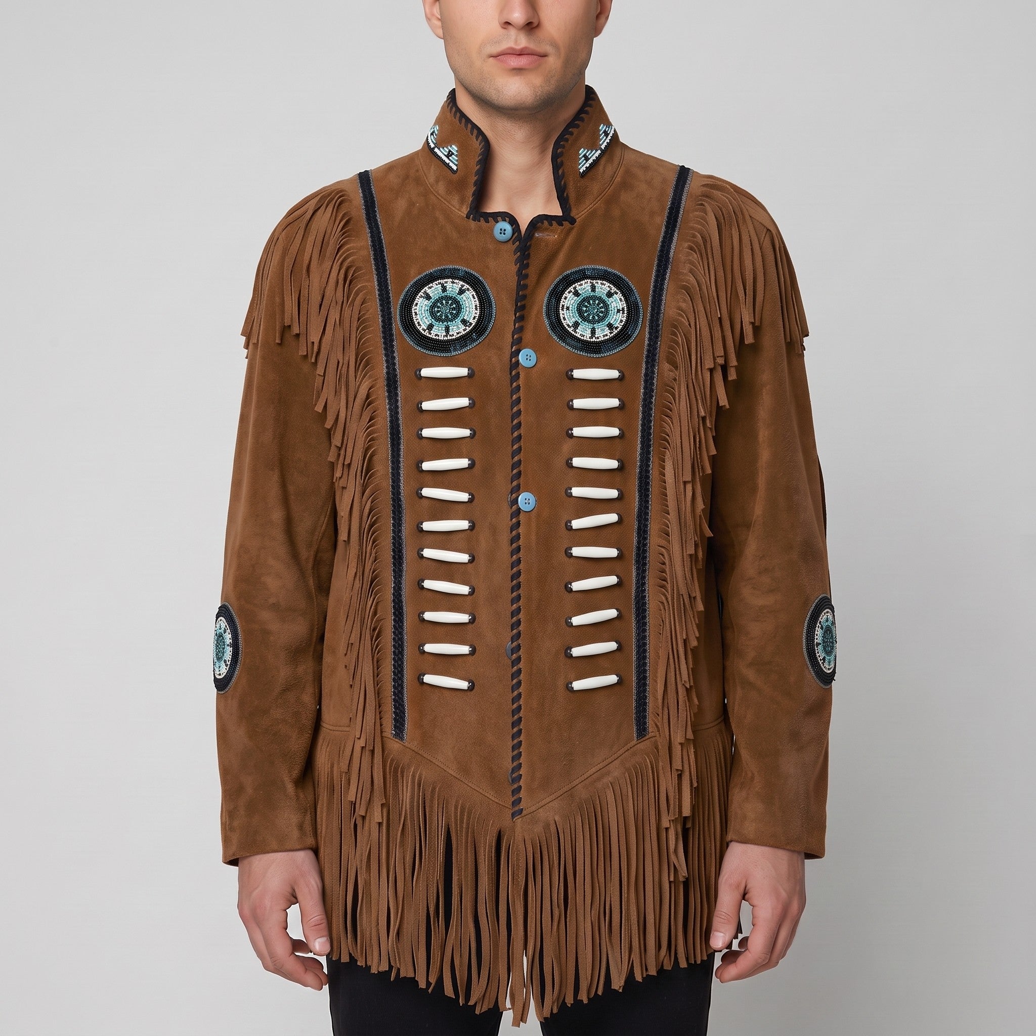 Men's Brown Fringed Suede Jacket — Cherrington