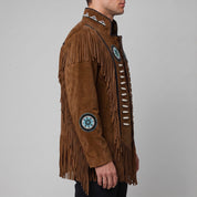 Men's Brown Fringed Suede Jacket — Cherrington