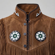 Men's Brown Fringed Suede Jacket — Cherrington