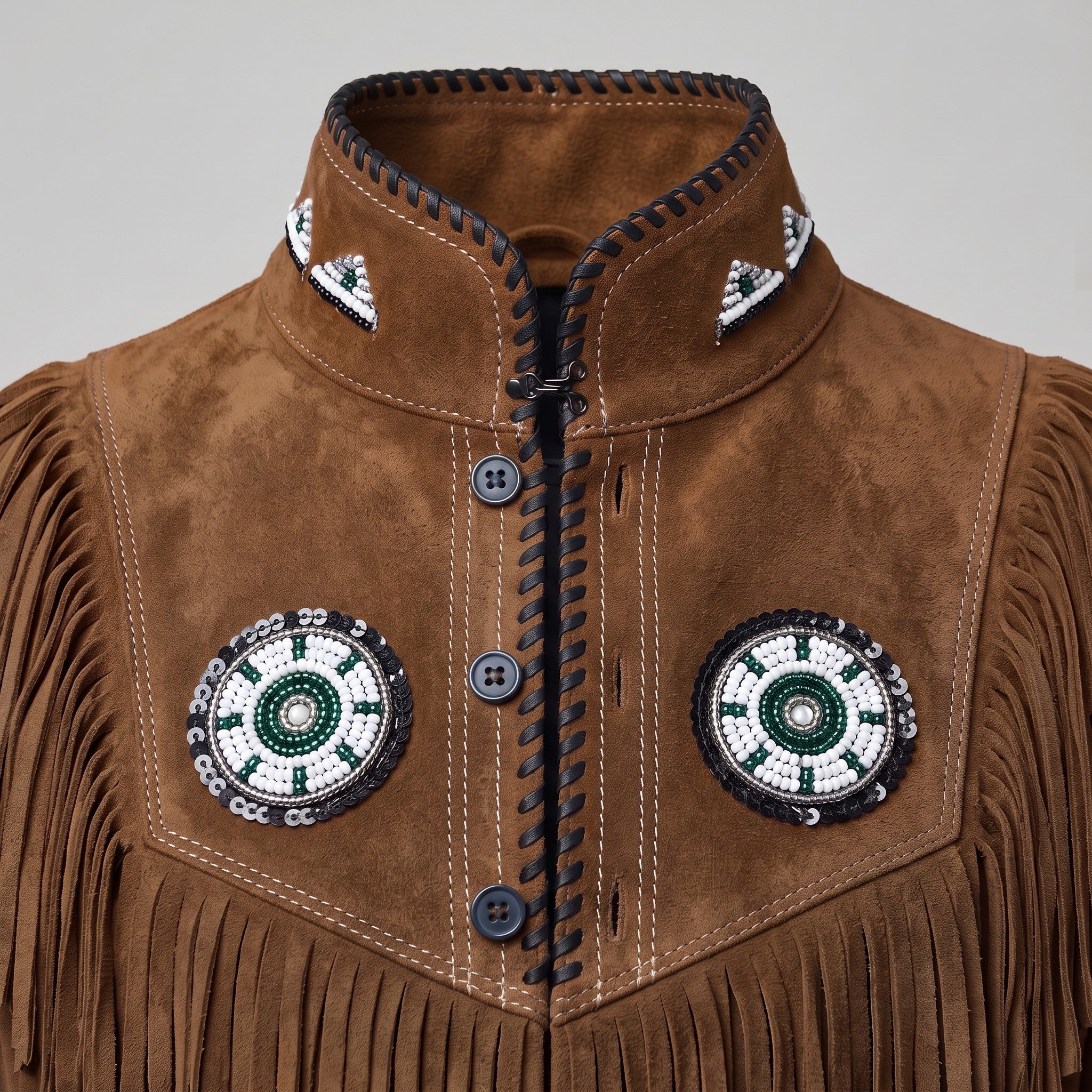 Men's Brown Fringed Suede Jacket — Cherrington