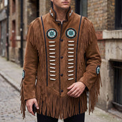 Men's Brown Fringed Suede Jacket — Cherrington