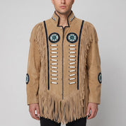 Men's Tan Fringed Suede Jacket — Cherrington