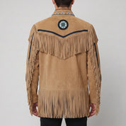 Men's Tan Fringed Suede Jacket — Cherrington