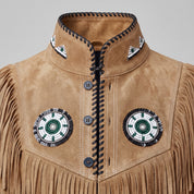 Men's Tan Fringed Suede Jacket — Cherrington