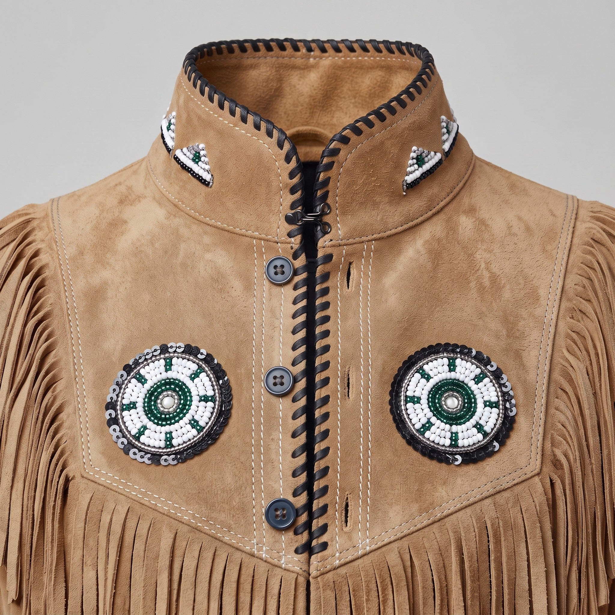 Men's Tan Fringed Suede Jacket — Cherrington