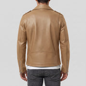 Men's Tan Pebbled Leather Perfecto Jacket — Ashburton