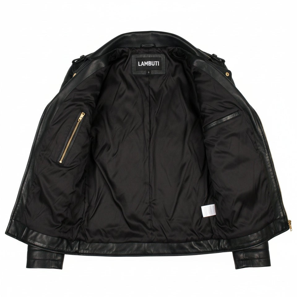 Men's Black Leather Biker Jacket — Bligh