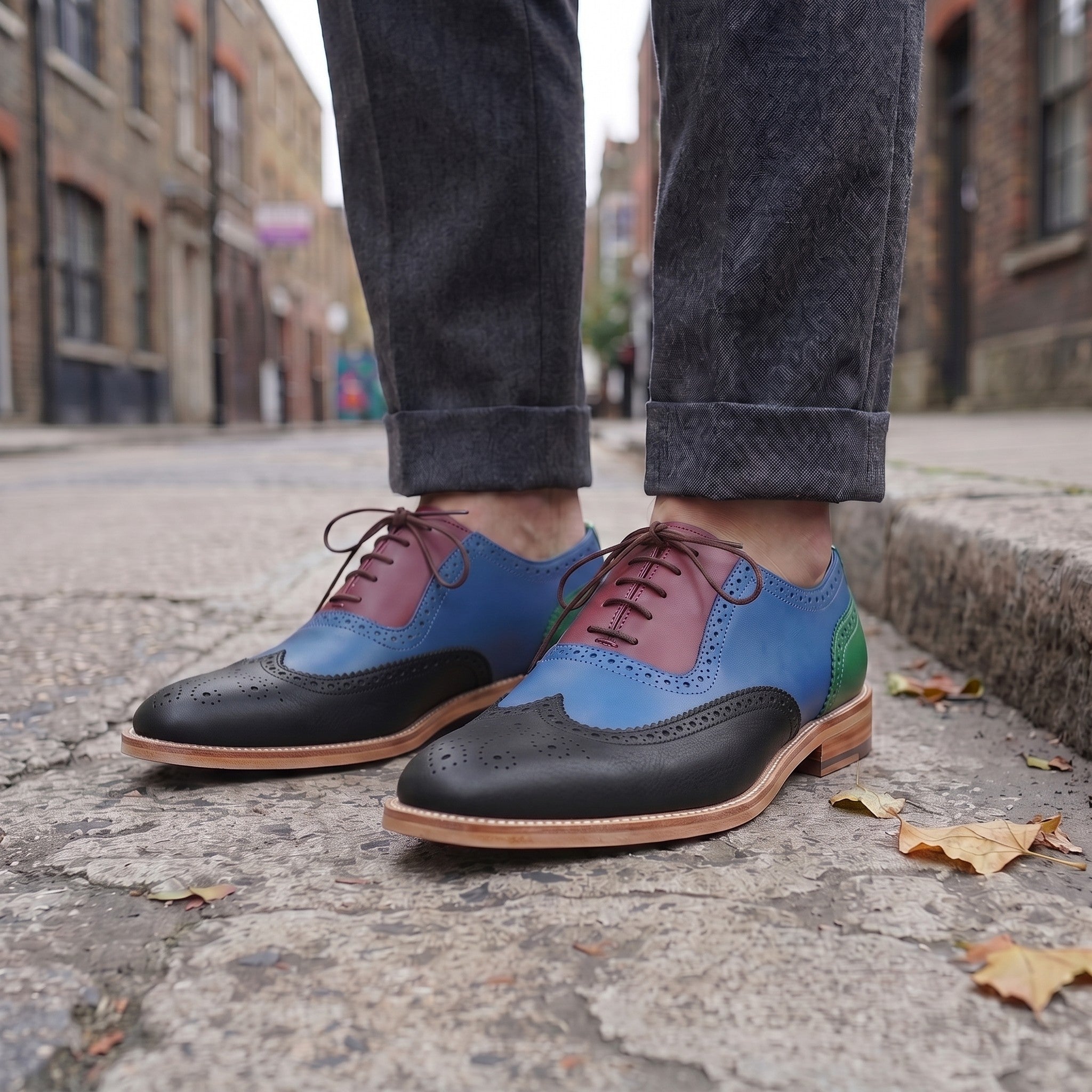 Men's Multicolor Wingtip Leather Oxfords — Frobisher