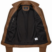 Men's Brown Leather Biker Jacket — Ayton