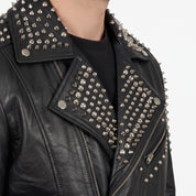 Men's Black Studded Leather Biker Jacket — Abbeville