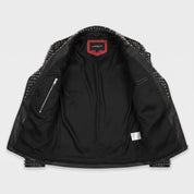 Men's Black Studded Leather Biker Jacket — Binley