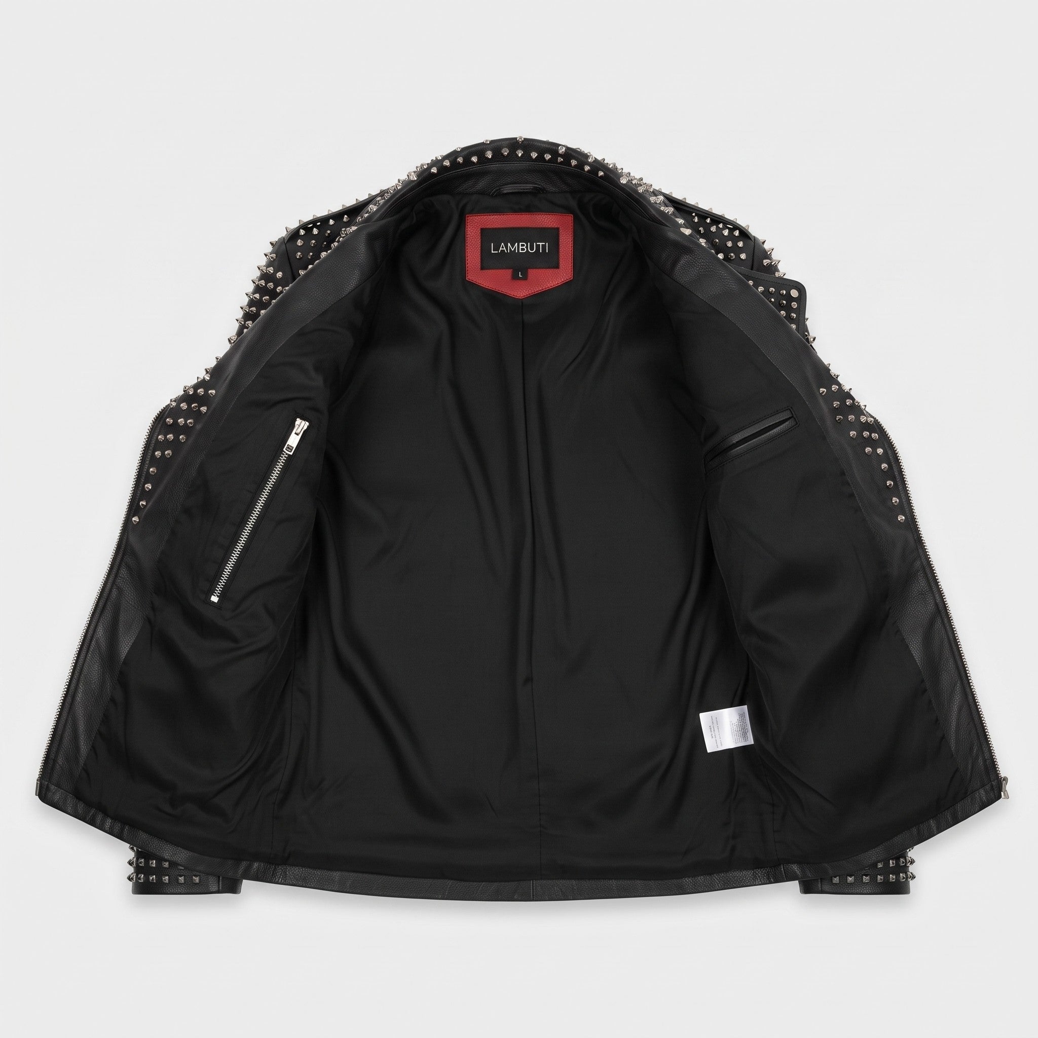 Men's Black Studded Leather Biker Jacket — Binley