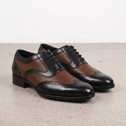 Men's Brown and Black Two-Tone Wingtip Leather Spectator Oxfords — Anstruther