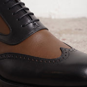 Men's Brown and Black Two-Tone Wingtip Leather Spectator Oxfords — Anstruther