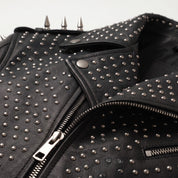 Men's Black Studded Leather Biker Jacket — Burbidge