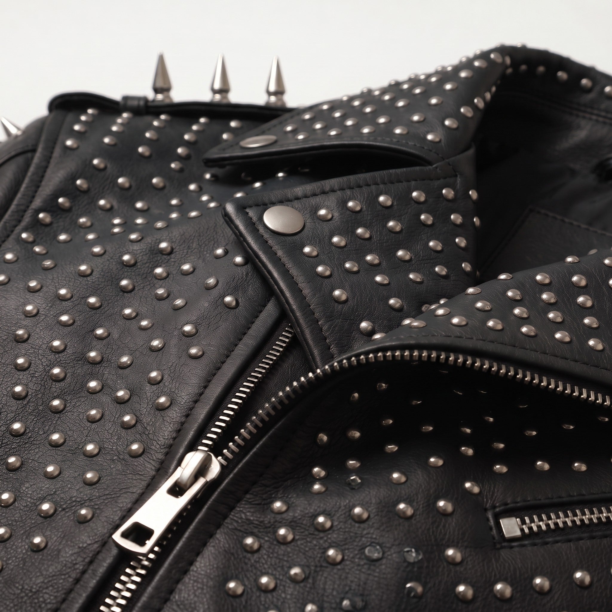 Men's Black Studded Leather Biker Jacket — Burbidge