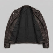 Men's Black Studded Leather Biker Jacket — Burbidge