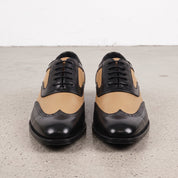 Men's Tan and Black Two-Tone Wingtip Leather Spectator Oxfords — Anstruther