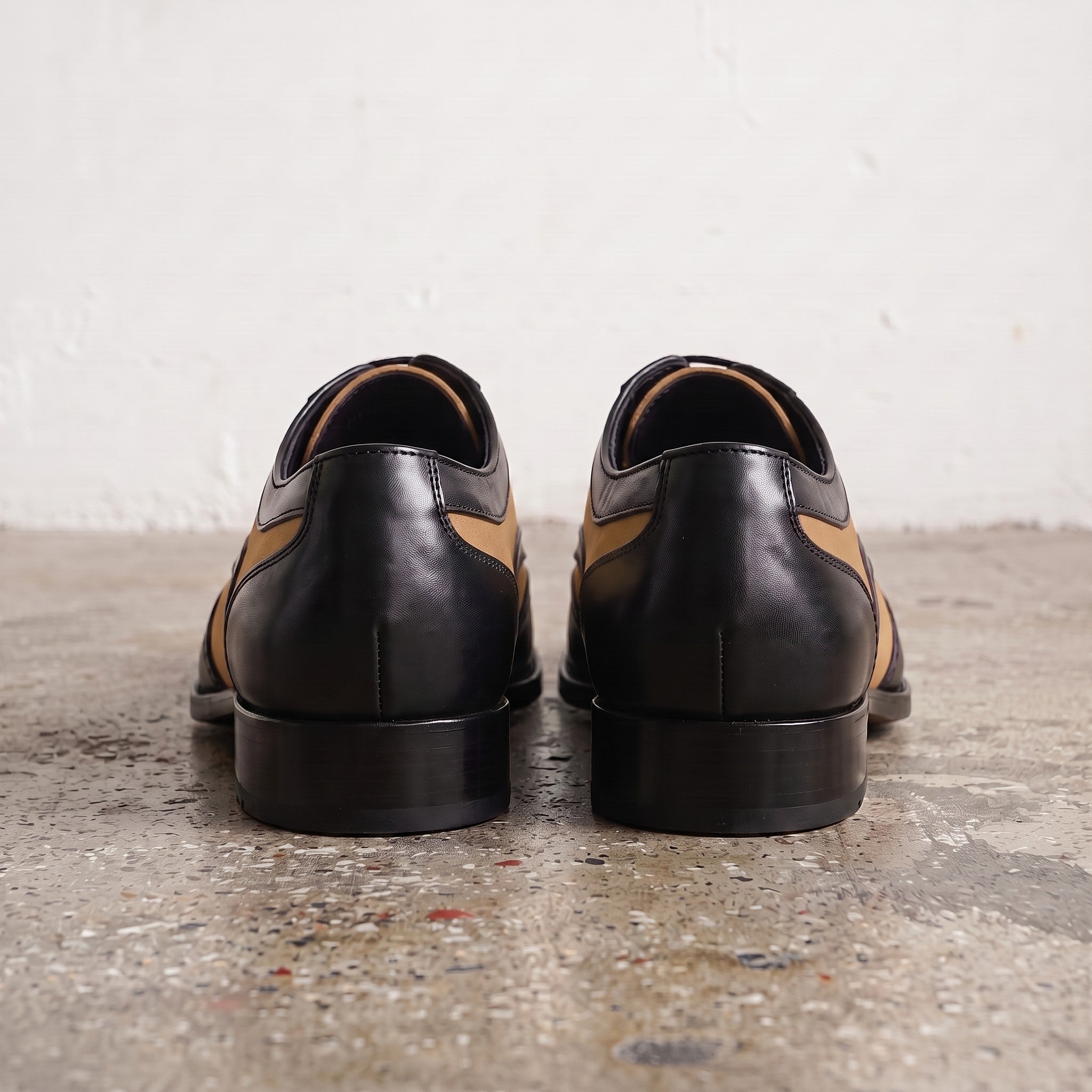 Men's Tan and Black Two-Tone Wingtip Leather Spectator Oxfords — Anstruther