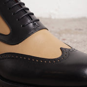 Men's Tan and Black Two-Tone Wingtip Leather Spectator Oxfords — Anstruther