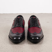 Men's Burgundy and Black Two-Tone Wingtip Leather Spectator Oxfords — Anstruther
