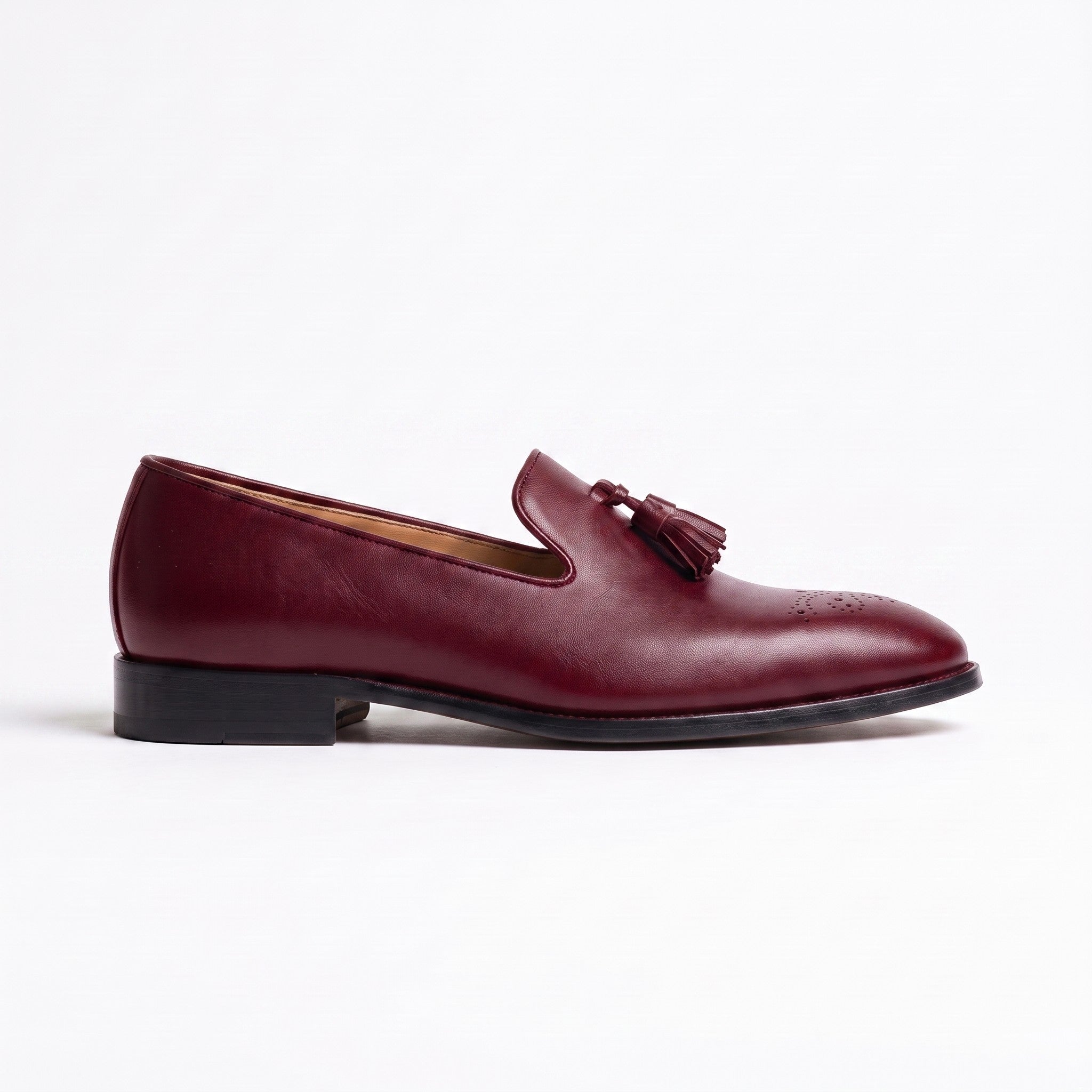 Men's Burgundy Leather Tassel Loafers — Gorman