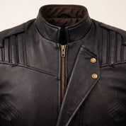 Men's Black Leather Biker Jacket — Davenham