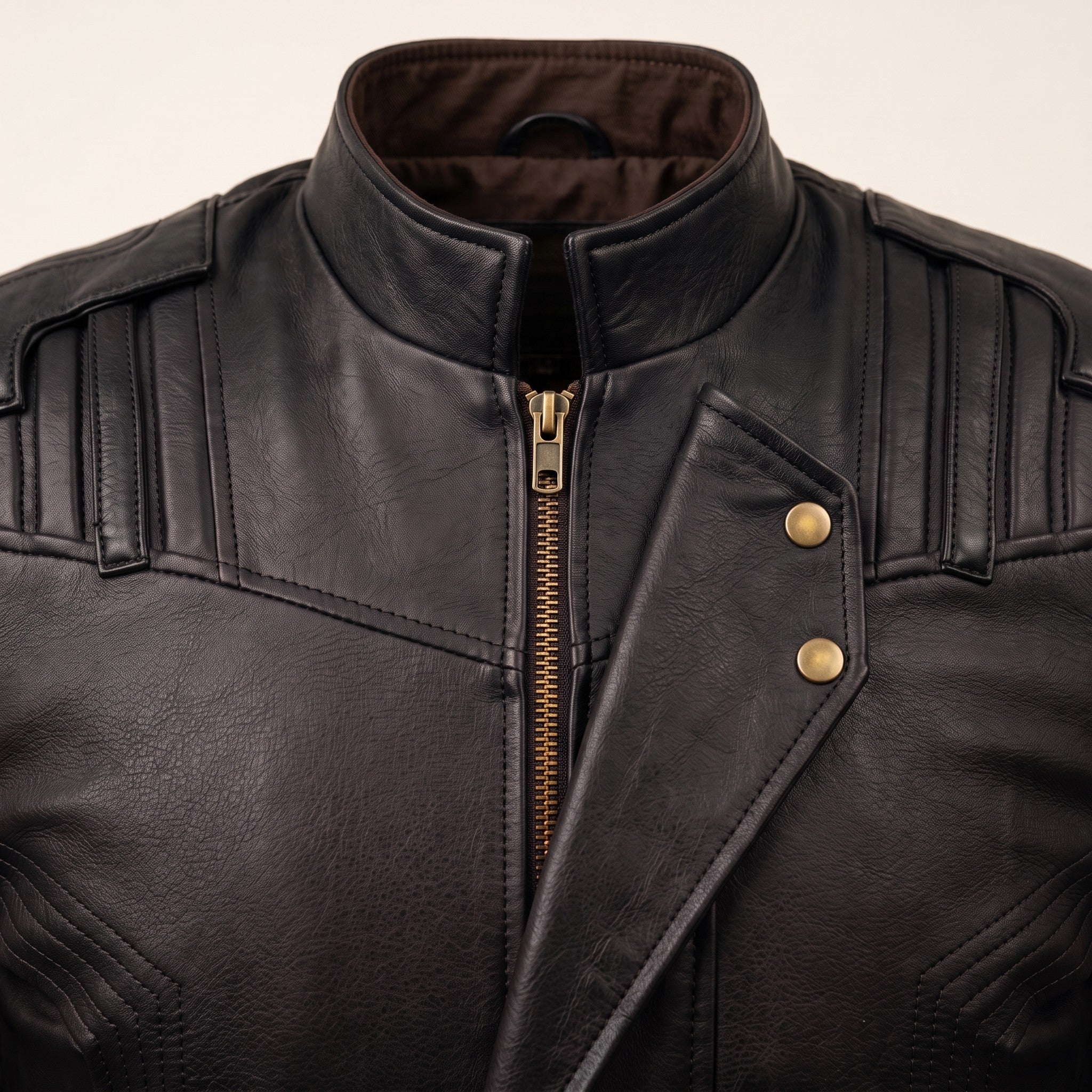 Men's Black Leather Biker Jacket — Davenham