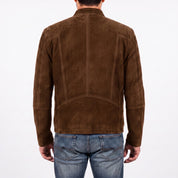Men's Brown Suede Cafe Racer Jacket — Sedgley