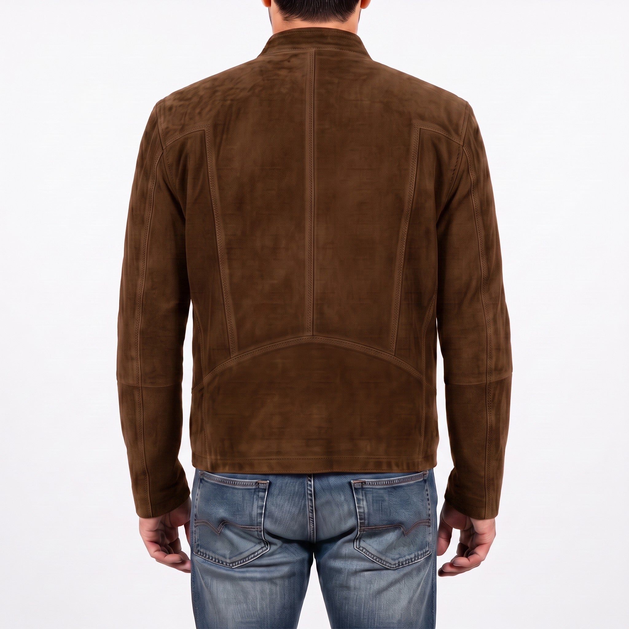Men's Brown Suede Cafe Racer Jacket — Sedgley
