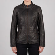 Women's Black Leather Biker Jacket — Hammond