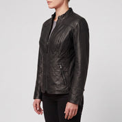 Women's Black Leather Biker Jacket — Hammond