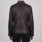 Women's Black Leather Biker Jacket — Hammond