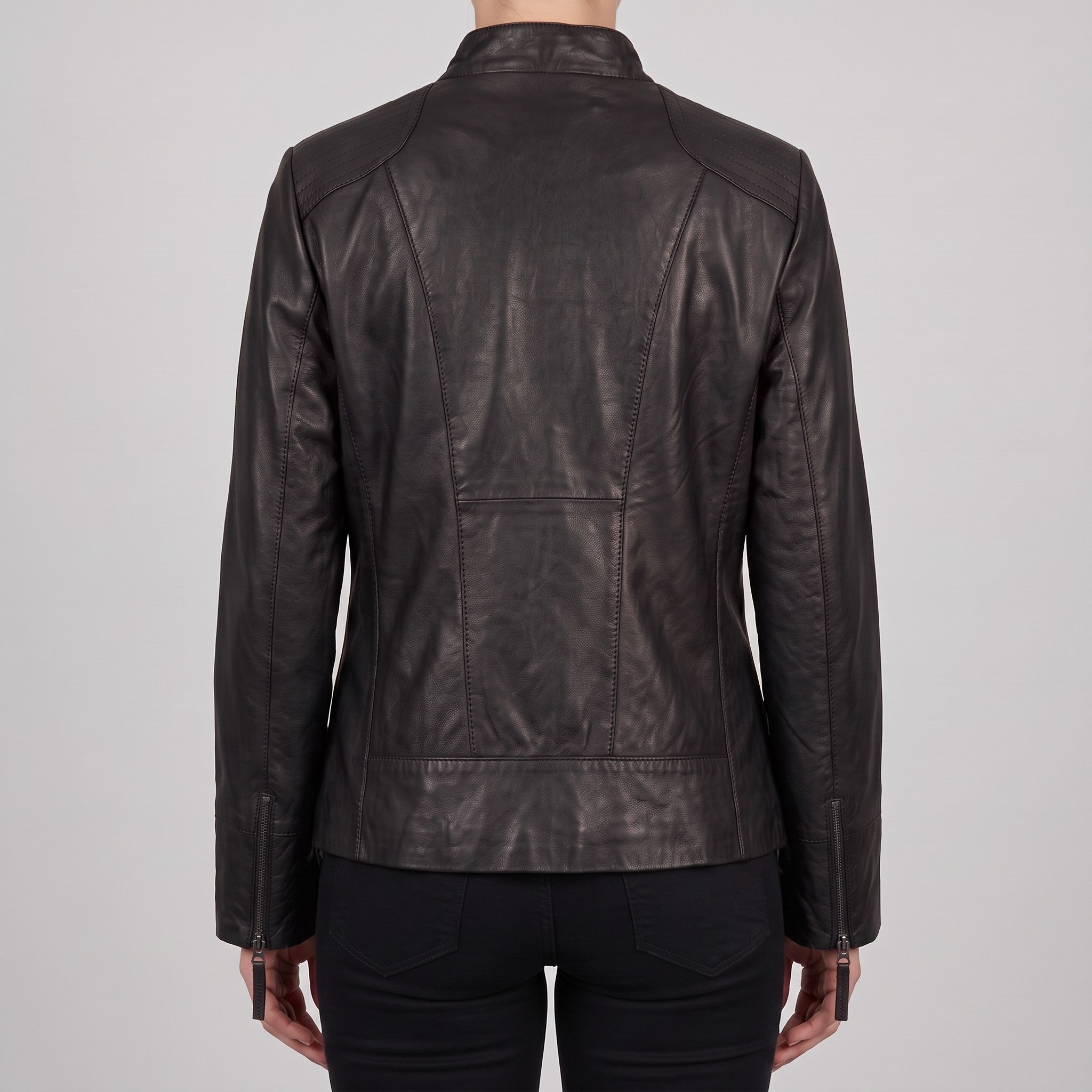 Women's Black Leather Biker Jacket — Hammond