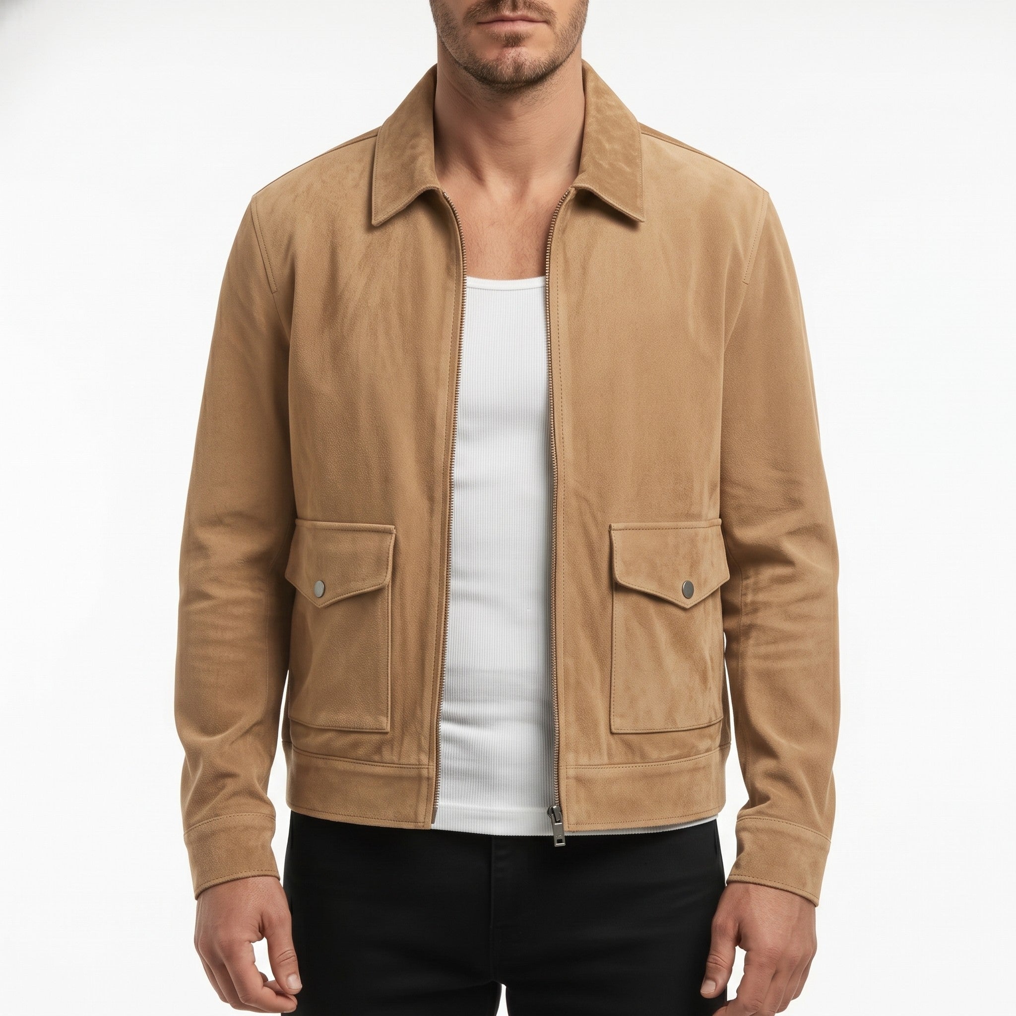 Men's Tan Suede Trucker Jacket — Rotherham