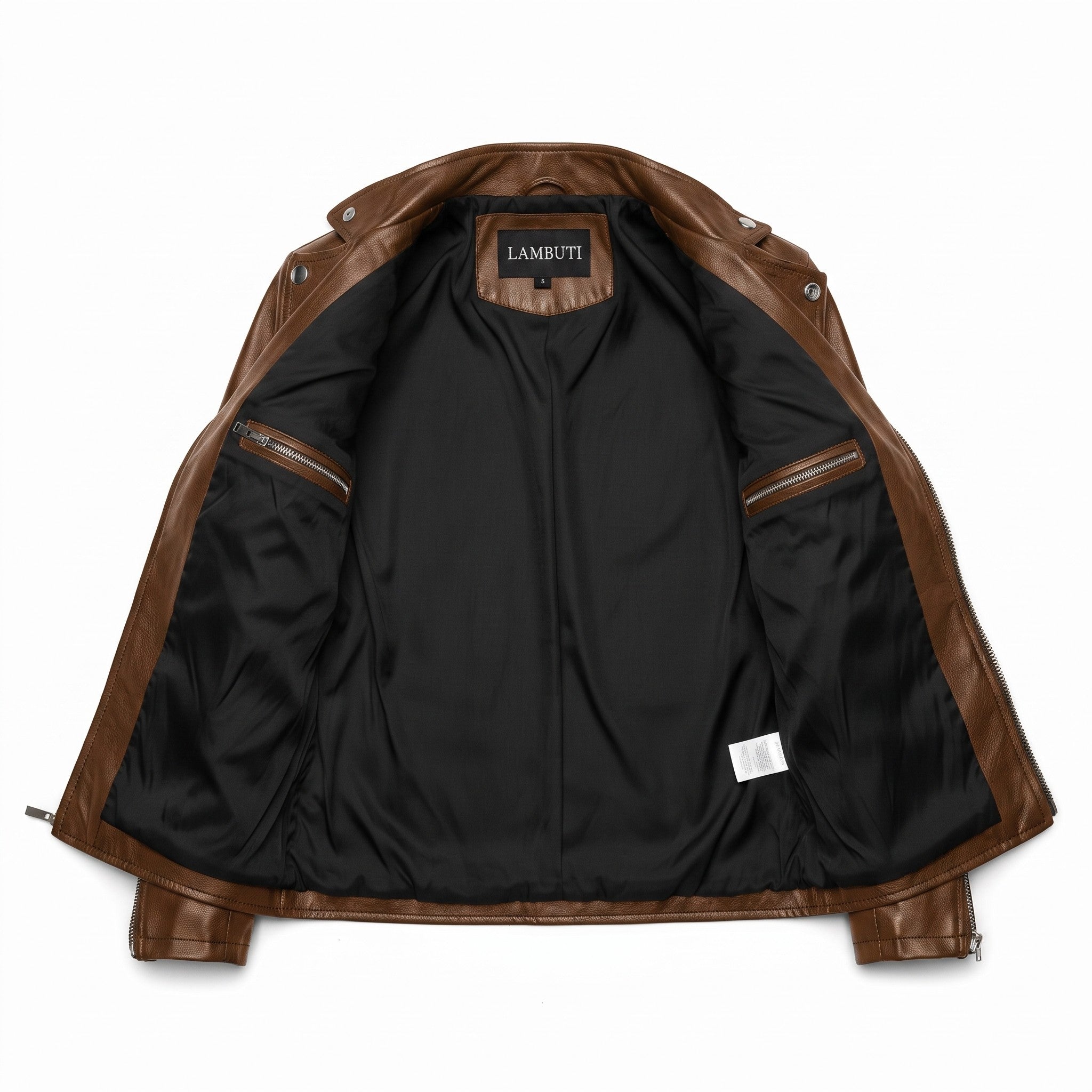Men's Brown Leather Biker Jacket — Hempstead