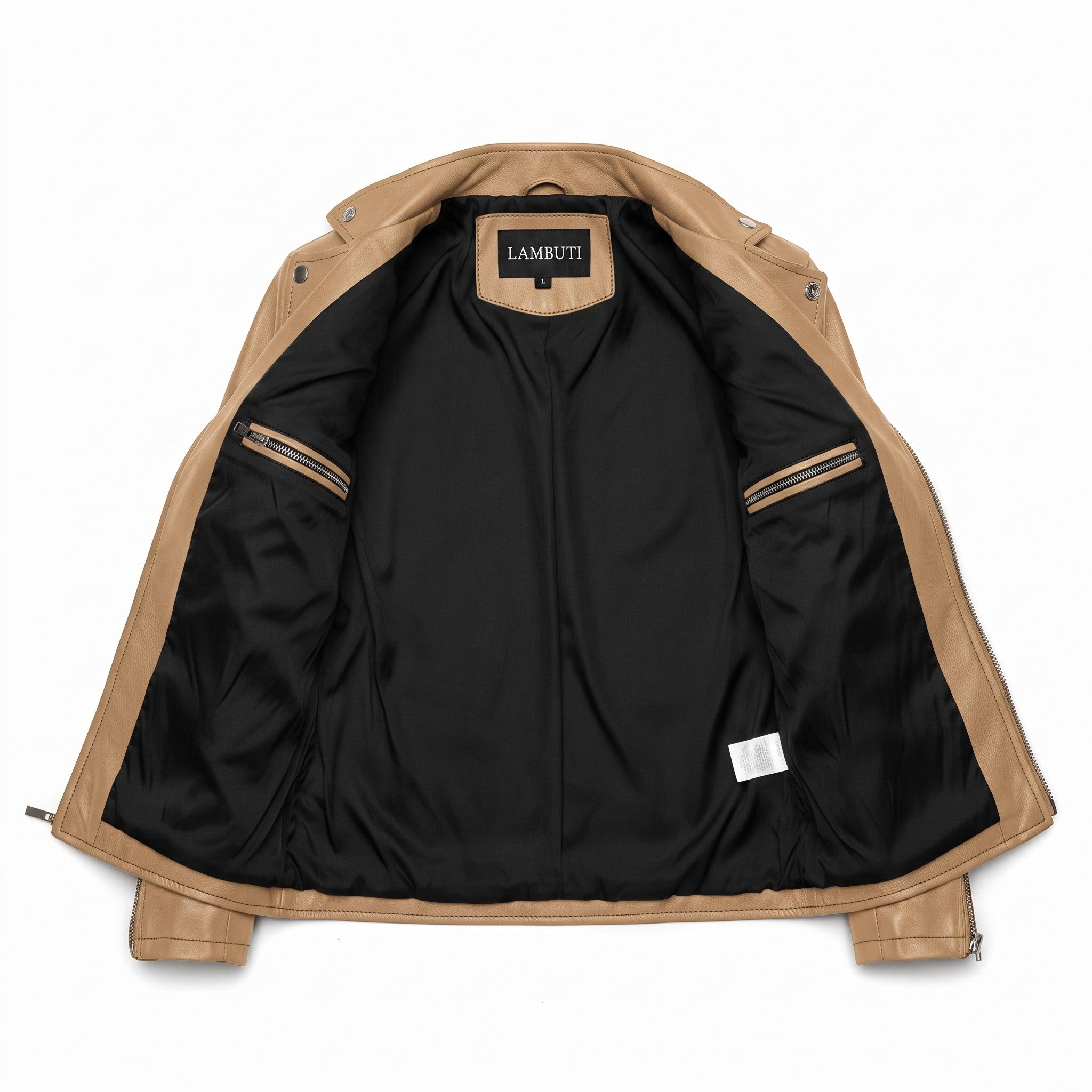 Men's Tan Leather Biker Jacket — Hempstead